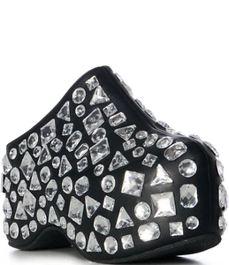 Azalea Wang Cimmaron Mirror Jewel Plateau Clogs Damen 8,5 schwarz FABELHAFT! NEU - Bild 1 von 9