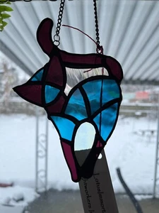 Arched Cat Artisan Stained Glass-Hand made Original design 6"x4" - Picture 1 of 2