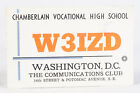 1951 Amateur Ham Radio QSL Card Washington DC W3IZD Chamberlin High School