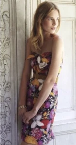 Vestido Anthropologie Moulinette Soeurs Talla 6P Sin Tirantes Multicolor Estampado Floral - Imagen 1 de 12