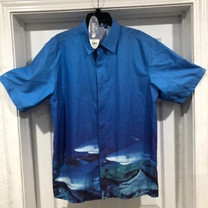 Sideout Hawaiian Print Shirt Men's Size L Shark Graphic Ocean Sea, NEW FREE SHIP - Picture 1 of 9