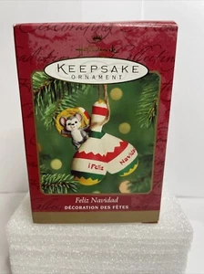 Hallmark Keepaske 2000 Feliz Navidad Mouse & Maracas Shake Ornament - Picture 1 of 4