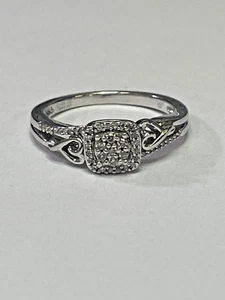 Sterling Silver Natural Diamond Accent Engagement Style Ring Sz 6.75 - Picture 1 of 3