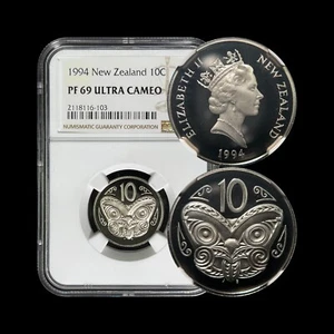 NEW ZEALAND. 1994, 10 Cents - NGC PF69 - Top Pop 🥇 Maori Koruru Mask, RARE - Picture 1 of 5