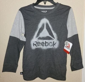 Reebok Boys Graphic Tee Grey Charcoal Heather LS Tee Shirt Size S 6/7 BRAND NEW - Picture 1 of 4