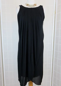 Massimo Dutti Dress Size 12 Black 100% Mulberry Silk Layered Sleeveless Lined - Picture 1 of 15