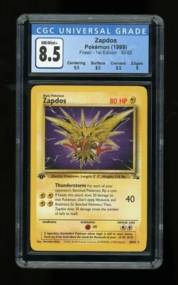 🔥 Pokemon 1999 Zapdos Fossil - 1st Edition 30/62 CGC 8.5 MINT (PSA 9) BGS - Image 1 of 4