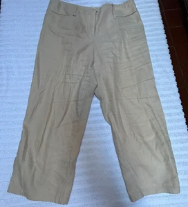 Max Studio Women's Mid-Rise Khaki Capri Pants Size 10 Lightweight Linen Blend - Picture 1 of 9