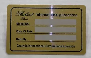 Belart Paris Watch group original international Guarantee card - Picture 1 of 2
