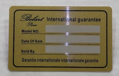 Belart Paris Watch group original international Guarantee card - Image 1 of 2