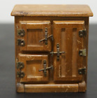Vintage Concord Design Miniature Wooden Ice Box 1970s Doll House w/Working Doors