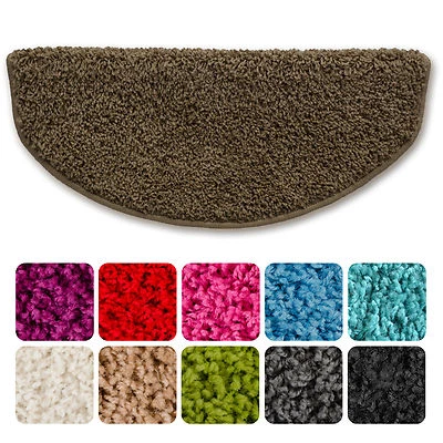 SHAGGY Stufenmatten Treppenstufenmatten Treppenmatten Halbrund 23,5 x 65 cm - Bild 1 von 4