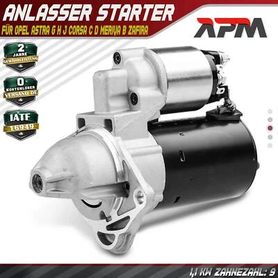 Anlasser Starter 1,1 KW für Opel Astra G H J Corsa C D Meriva B Zafira Vectra C - Bild 1 von 4