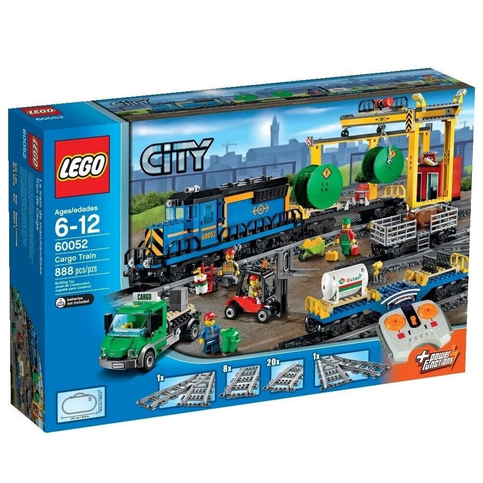 LEGO City CARGO TRAIN 60052 REMOTE CONTROL! Track crane cow cattle car forklift - Image 1 of 4