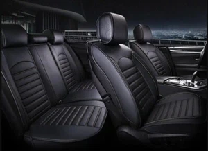 Housses de Siège Cuir PU Noir Bord Noir Jeu Complet pour Peugeot 308 208 2008 - Imagen 1 de 6