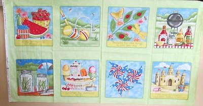 1 Cute MODA "Summer Fun" Cotton Fabric Quilting Sewing Crafting Panel  - Image 1 of 3