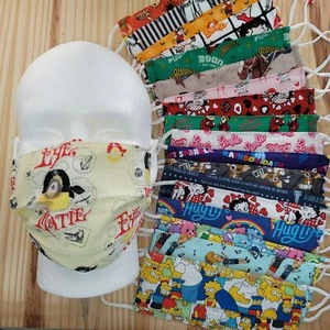 Character Face Mask | 100% Cotton | Adjustable | Machine Washable-Dryable - Picture 1 of 68