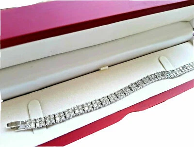 Pulsera de tenis Riviera de doble fila acabado platino creada con diamantes idea de regalo Foto 1 de 4