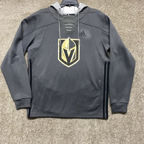 Vegas Golden Knights Sweatshirt Mens Medium Gray Hoodie Jersey Pullover Adidas Cover