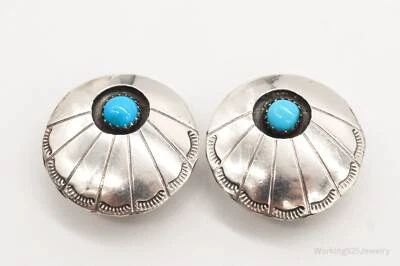 Vintage Native American Turquoise Sterling Silver Clip On Earrings - Image 1 of 4