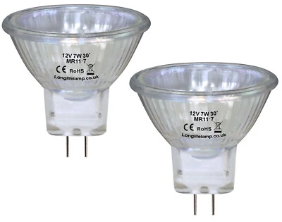 LONG LIFE LAMP COMPANY MR11 7W Halogen Light Bulbs Lamp 12V 7W Bulb Ce Approved Pack Of 2 New