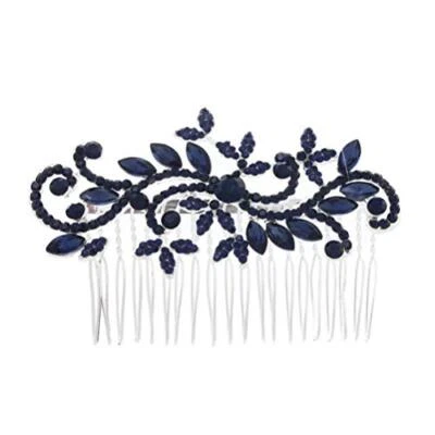 Lurrose Wedding Hair Comb Blue Rhinestone Hair Comb Hairpin Bride Vintage Flo... - Image 1 of 4