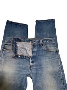 Vintage Levis 501 Mens Jeans 36x36 Button Fly Classic Blue Distressed Denim - Picture 1 of 5