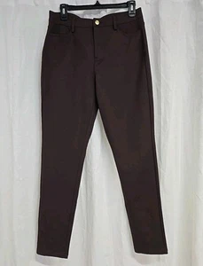 Michael Kors Basics Straight Leg Pants Knit Stretch Chocolate Brown Women’s 10 - Picture 1 of 9