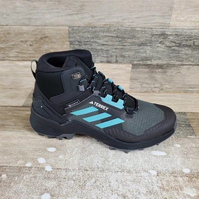 Adidas Terrex Swift R3 Mid GTX Womens Hiking Shoes Sz 9 Black Mint Ton Gray - Image 1 of 4