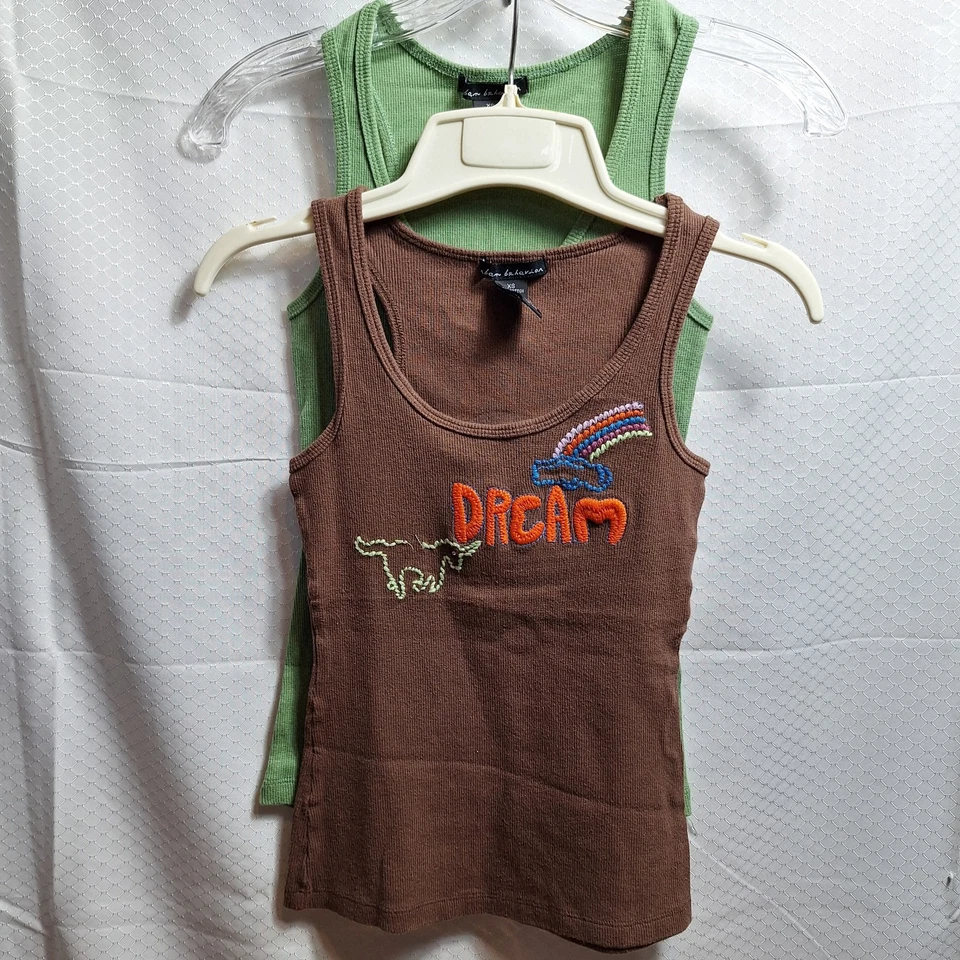 URBAN BEHAVIOR Y2K Tank Top (Lot of 2) Sz XS Brown Green Dream Rainbow Unicorn - Image 1 of 4