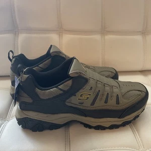 NEW Men's Skechers Sneakers 51866-PBL Pebble Leather Mesh 12 After Burn Shoes - Picture 1 of 8