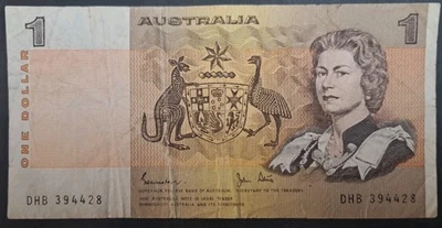 (1982) Australia 1 Dollar P42d DHB394428  sig Johnston-Stone.  - Image 1 of 2