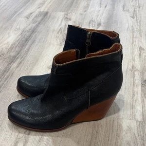 Botines de cuña de cuero negro Kork Ease talla 8,5 - Imagen 1 de 7