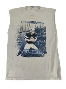 Vintage 90s NFL Dallas Cowboys Troy Aikman Football Player Shirt Size Large - Picture 1 of 5