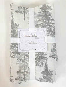 Nicole Miller Metallic Silver Snowy Winter Forest 60x104 Tablecloth Christmas - Picture 1 of 6
