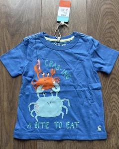 Joules Jungen Archie Applikation kurzärmliges T-Shirt - blaue Krabbe - Alter 3 Jahre - Bild 1 von 10