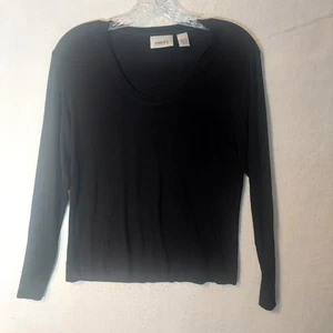 Chicos Travelers Women's Top Size 1 Black Long Sleeve - Picture 1 of 6
