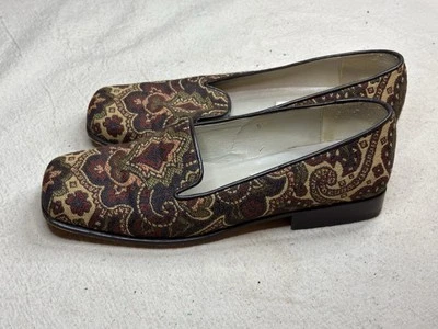 Talbots Woven Tapestry Brocade Paisley Slip on Loafers SPAIN Flats 5.5 Vintage - Image 1 of 4