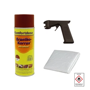 Brantho Korrux nitrofest rotbraun 400ml Spraydose + Spraydosenhandgriff + Folie - Bild 1 von 1