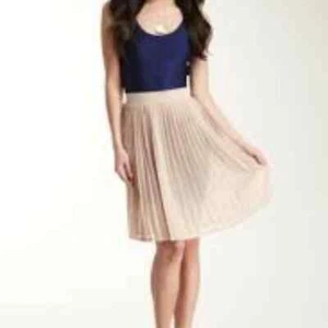 American Apparel CHIFFON Women's Sheer Tan Pleated Knee-Length Skirt XS - Picture 1 of 11