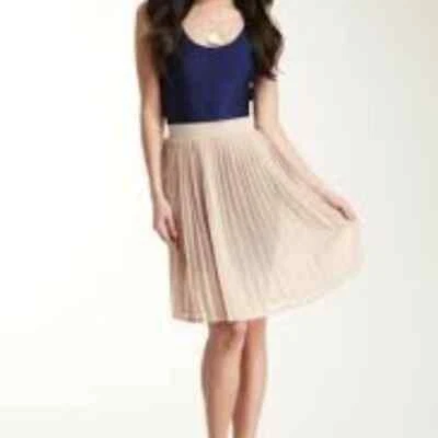 American Apparel CHIFFON Women's Sheer Tan Pleated Knee-Length Skirt XS - Image 1 of 4