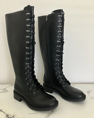 Аэрозоли Aiden ботинки высокий колена шнурует вверх черный женский размер 6 - Изображение 1 из 4