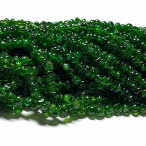 Genuine Dark Green Chrome Diopside Nugget Free Form Fillet Irregular Pebble Bead - Picture 1 of 9