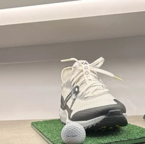 Men's GOLF SHOE Cole Haan ZGRAND OVERTAKE(WATER RESISTANT)-WHITE/ GRAY PINSTRIPE - Picture 1 of 8