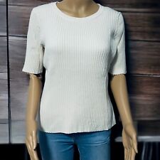 Essential Ribbed  Beige woman  Crewneck Pullover Sweater, Elbow Sleeves SZ/ PL
