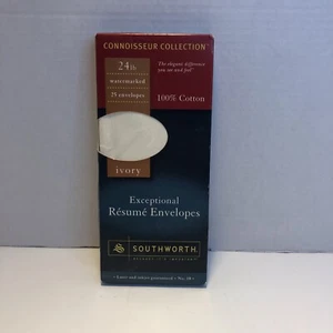 Southworth Connoisseur Collection 100%Cotton 25 Resume Envelopes Ivory 24lb - Picture 1 of 3