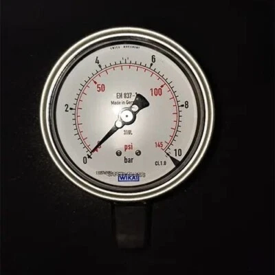 WIKA 4 Inch, SS 316, Pressure Gauge, 10 Bar / 150 PSI, 1/2 NPT, Model 232.50.100 - Image 1 of 4