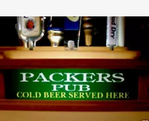 LIGHTED 7 BEER TAP HANDLE DISPLAY W/ " PACKERS PUB " BAR SIGN - Picture 1 of 1