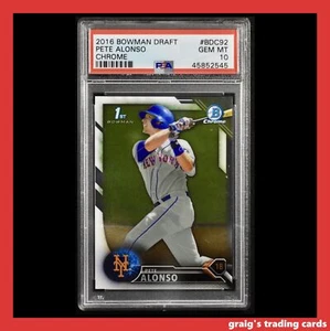 2016 Bowman Draft Chrome #BDC92 Pete Alonso PSA 10 GEM-MT - Bild 1 von 3