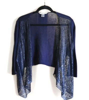 Cárdigan Peter Nygard para mujer grande pequeño drapeado imitación cuero abierto asimétrico Foto 1 de 4